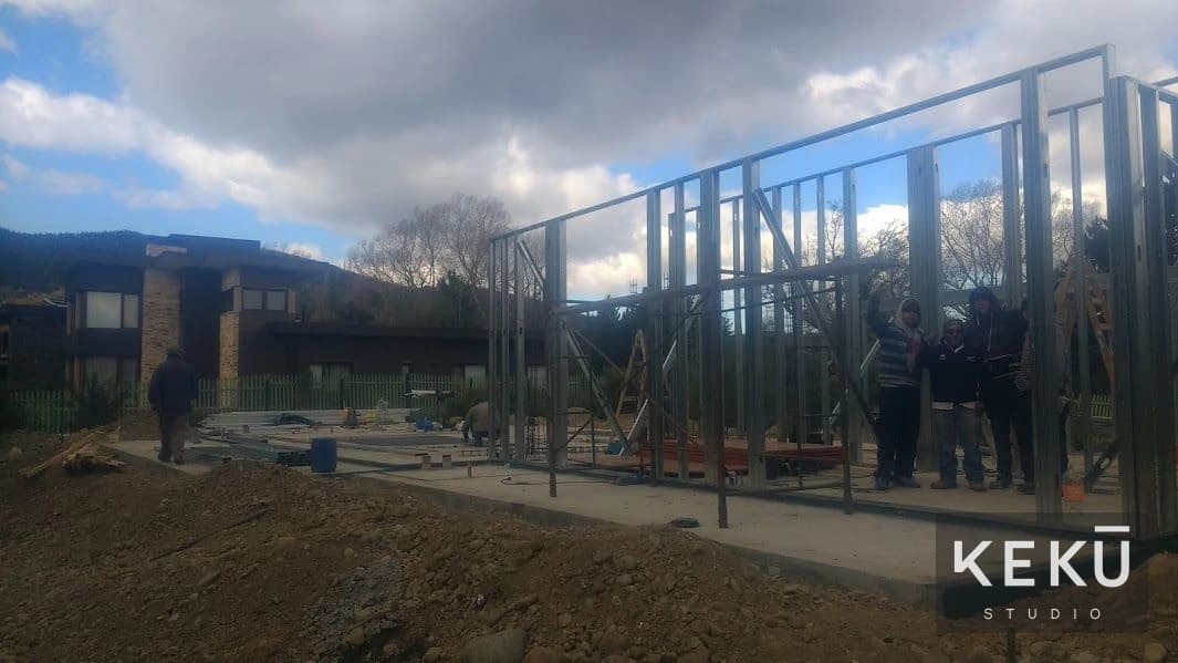 Vista general de la estructura de Steel Frame en Arelauquen