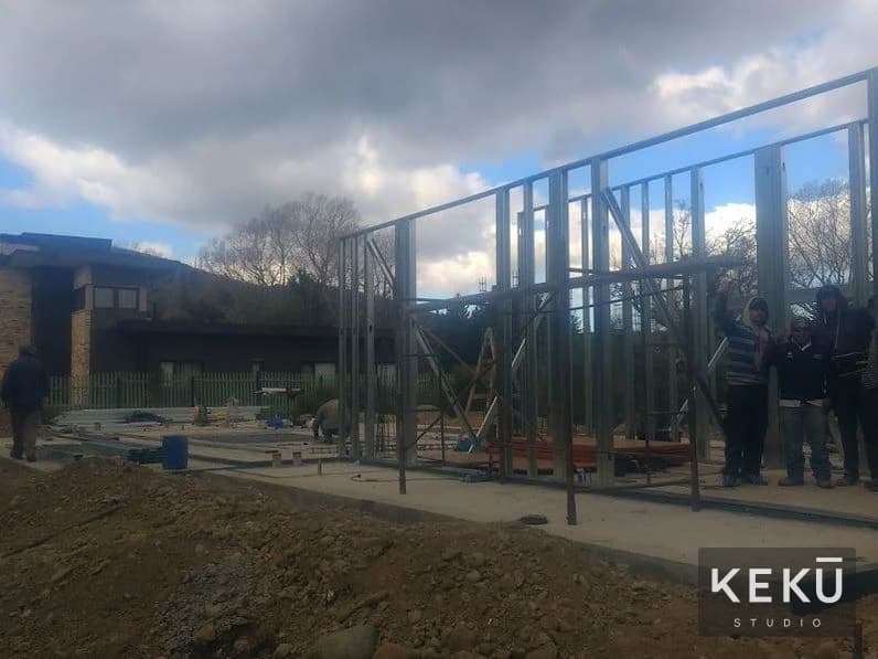 Vista general de la estructura de Steel Frame en Arelauquen