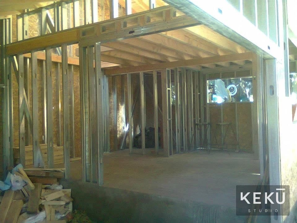 Interior de la estructura y sus componentes de madera
