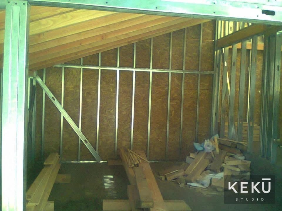 Interior de la estructura y sus componentes de madera