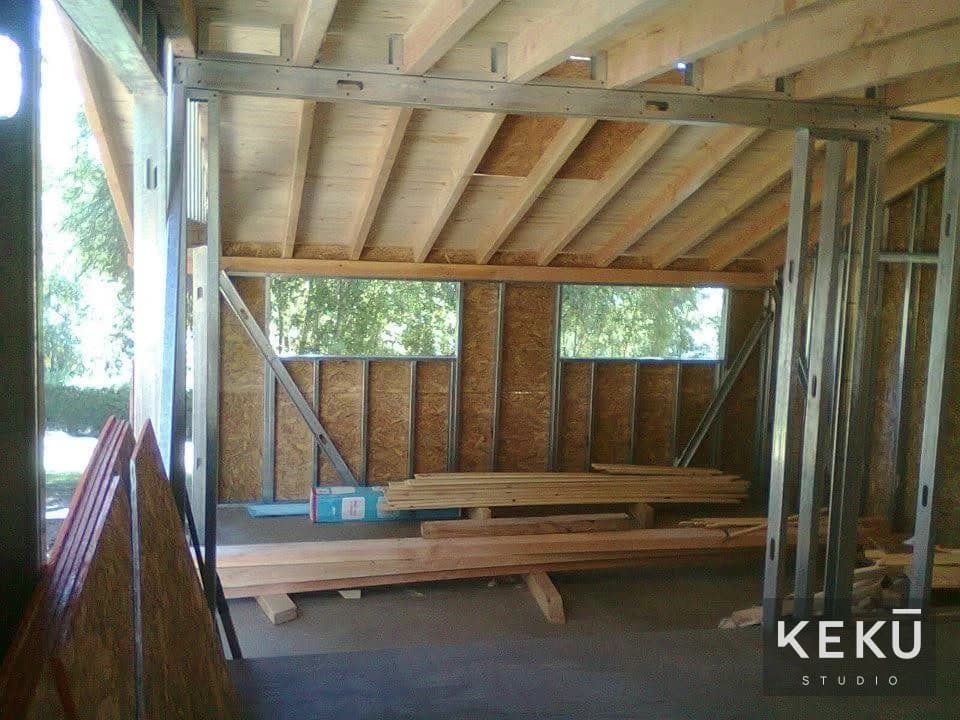 Interior de la estructura y sus componentes de madera