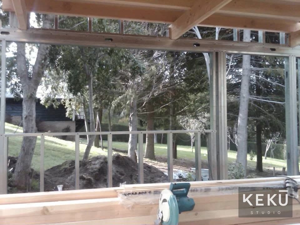 Detalle del entrepiso y la estructura de madera