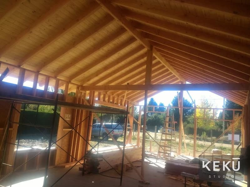Interior de la cubierta de madera